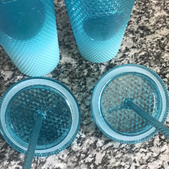 🩵NWT🩵 TWO Starbucks Winter Glacier Gradient Studded Tumblers Blue 16oz & 24oz - Picture 7 of 16